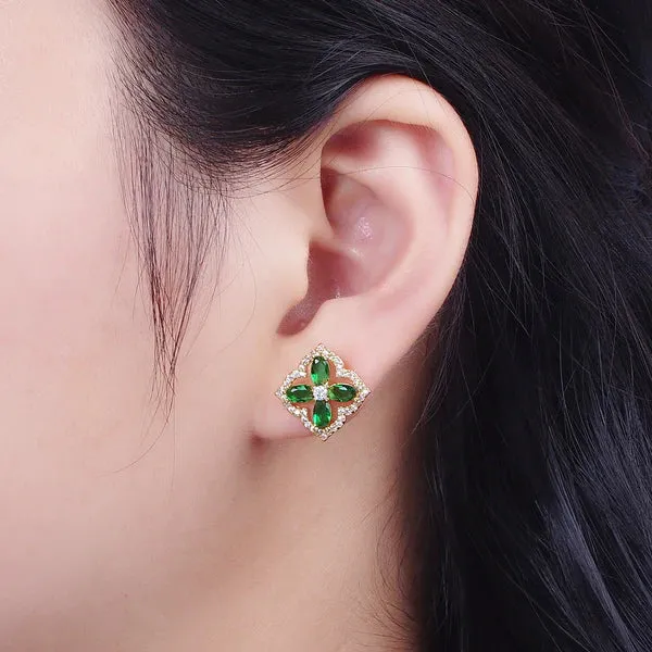 Emerald Clover Studs