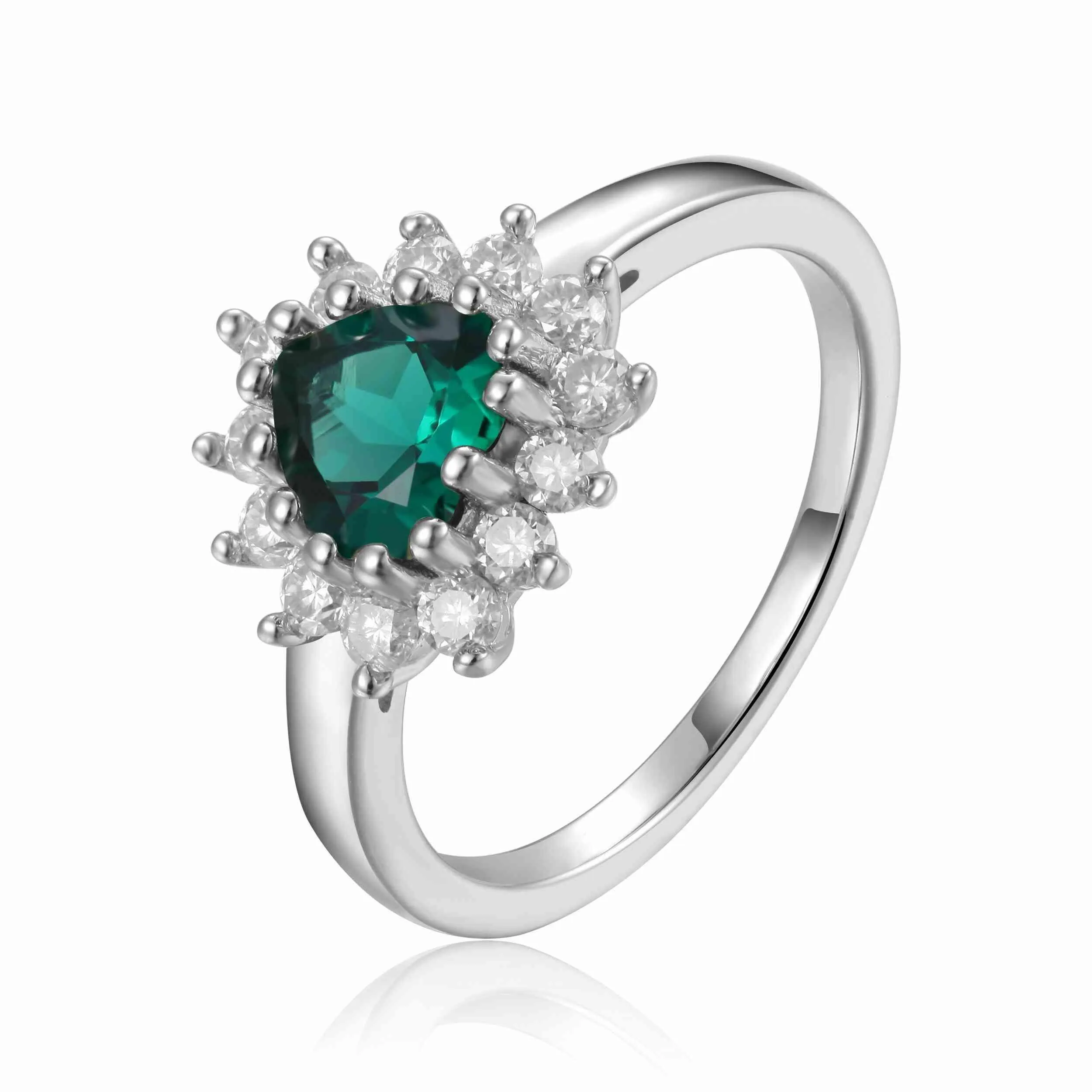 Emerald Halo Heart Ring