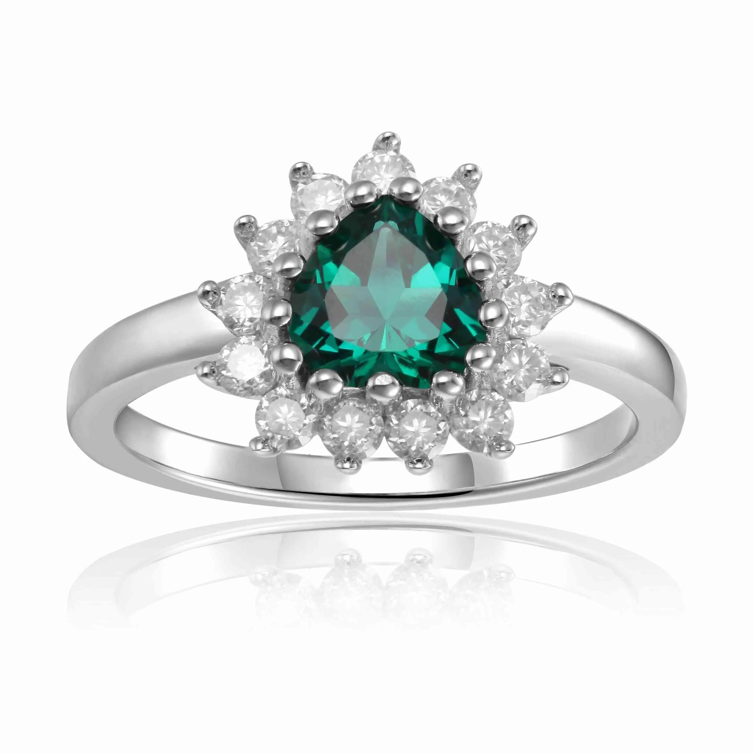 Emerald Halo Heart Ring