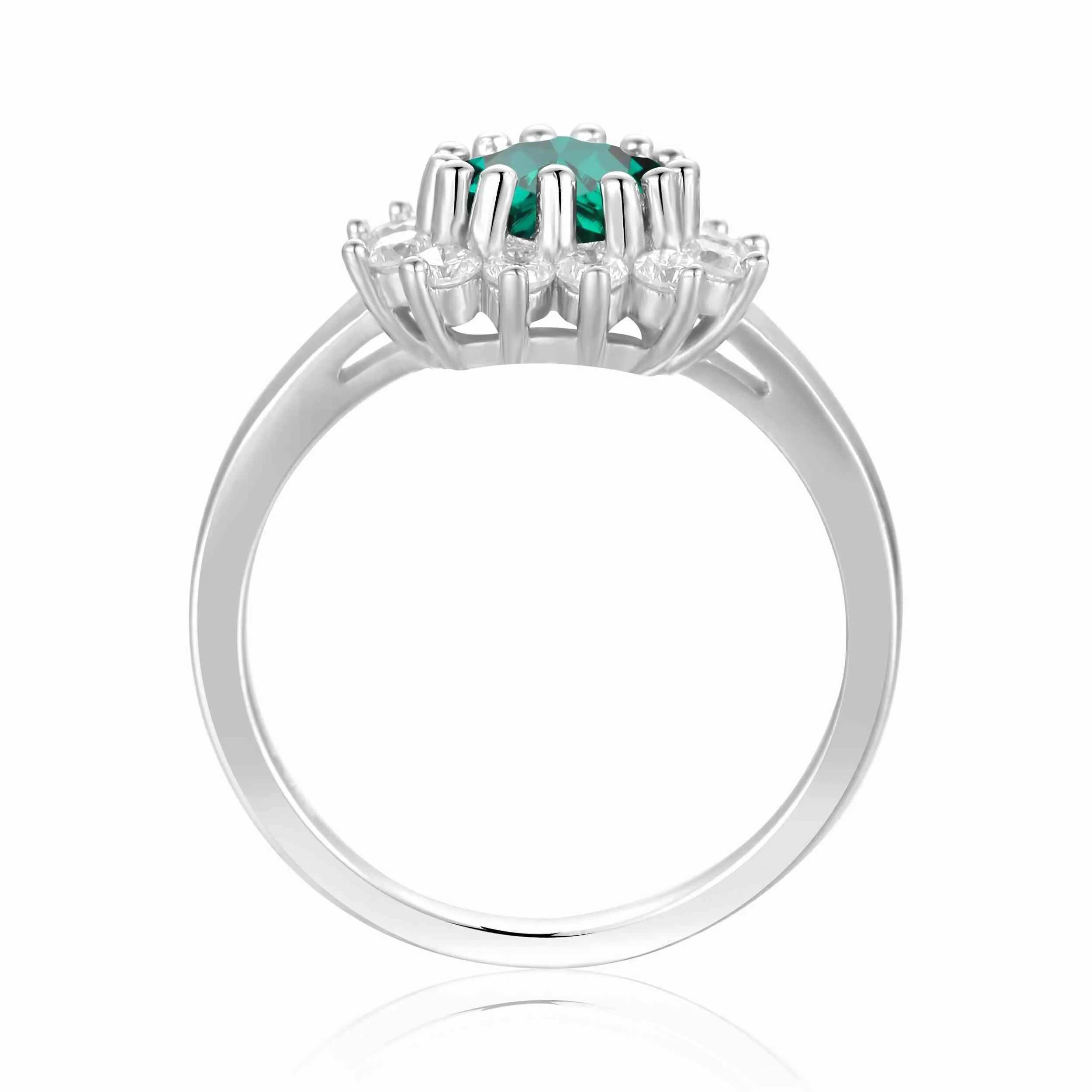 Emerald Halo Heart Ring