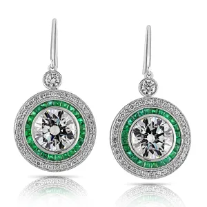 'Emerald Serenity' Diamond Earrings, 3 CT Each Side