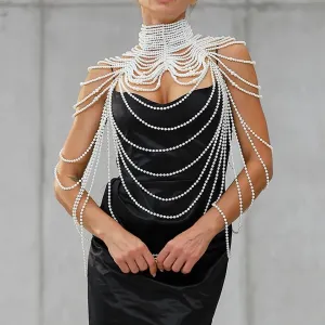 Ethereal Pearl Shawl Necklace