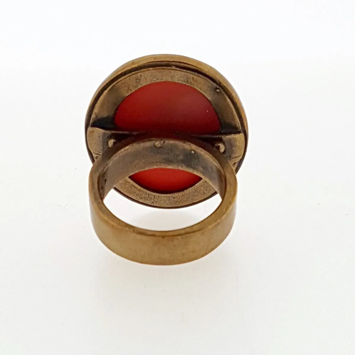 Extasia Cameo Ring Coral German Glass Bronze