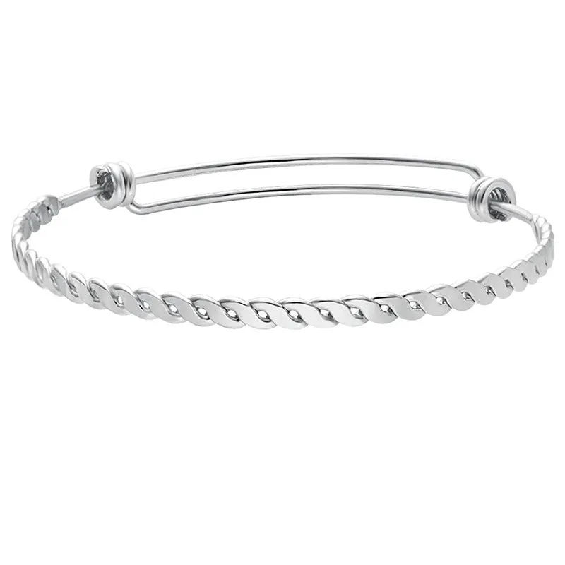 Flat twisted steel wire push-pull adjustable bracelet