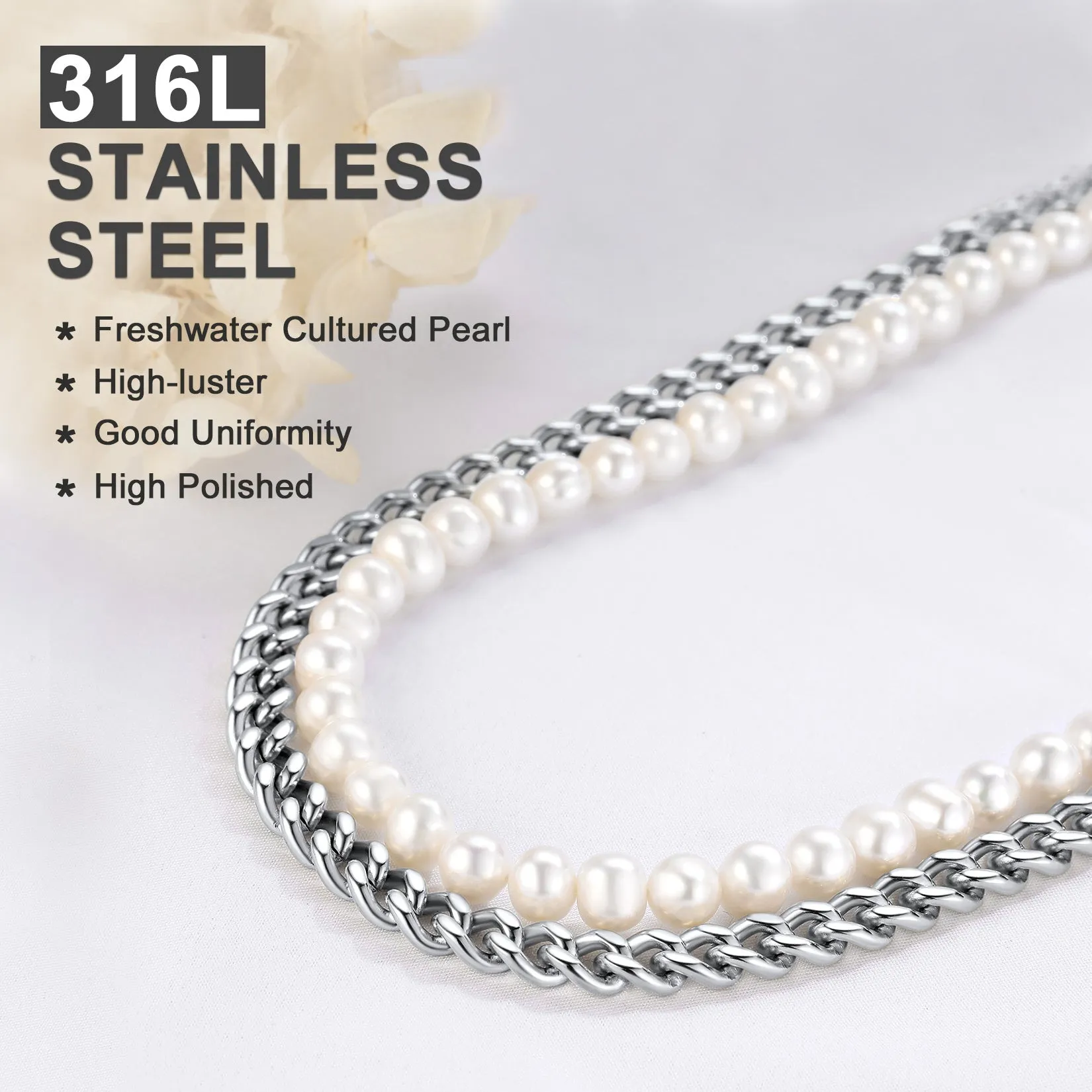 Freshwater Pearl And Cuban Link Chain Necklace For Men