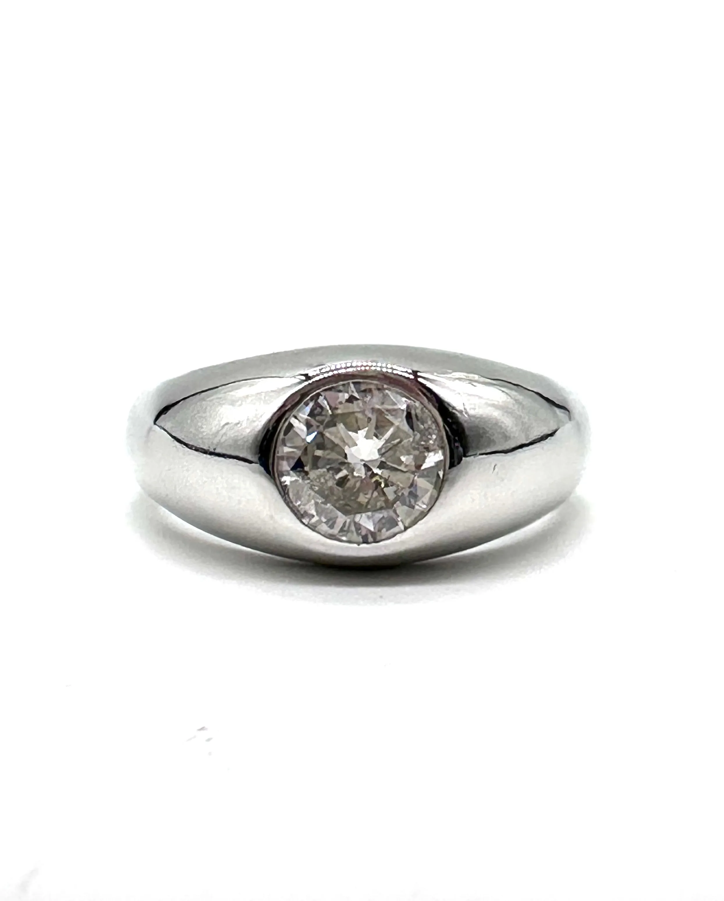 Gents diamond and platinum dome ring