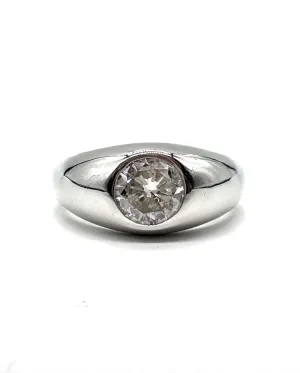 Gents diamond and platinum dome ring