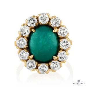 GIA 7.35ct Vintage Blue-Green Turquoise Diamond Cluster 14K Gold Ring