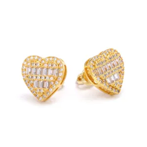 Giant Heart Moissanite Earrings 14K Gold