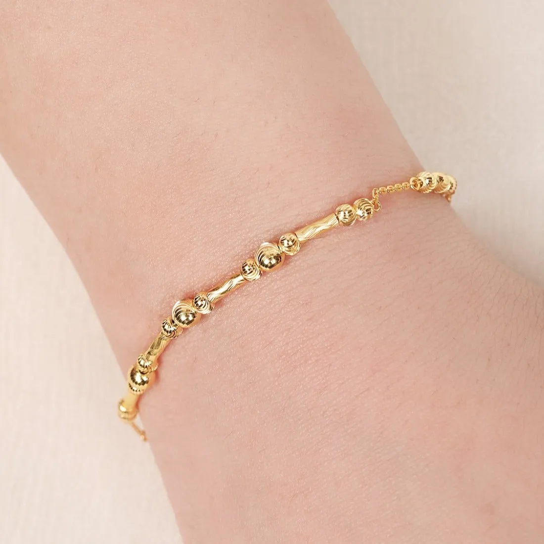 Gleaming Serenity Beads Gold Plating 925 Sterling Silver Bracelet