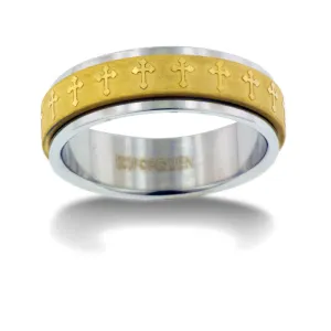 Gold Cross Spinner Ring