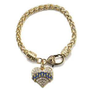 Gold Down Syndrome Awareness & Support Pave Heart Charm Braided Bracelet