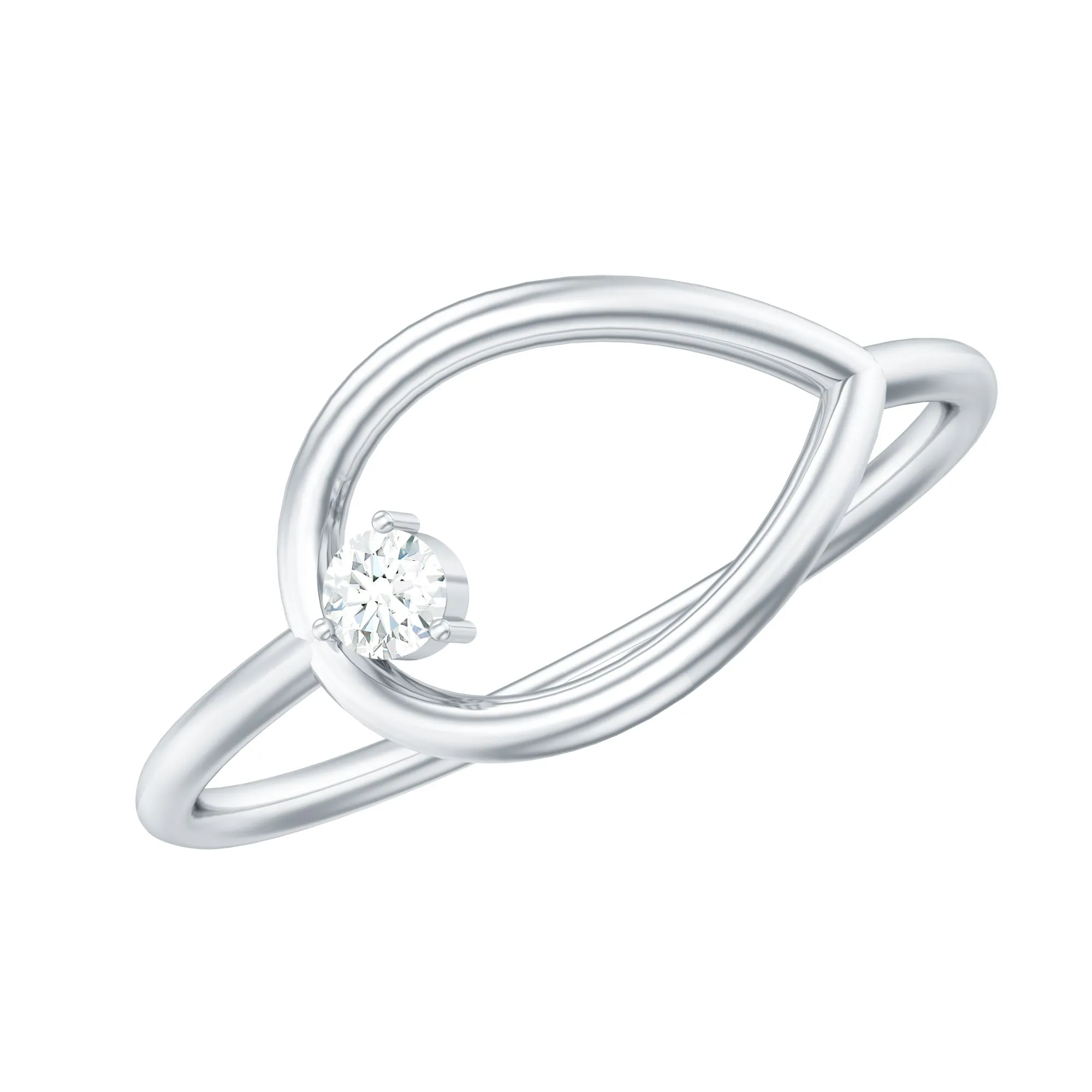 Gold Embellished Open Teardrop Diamond Ring in Prong Setting