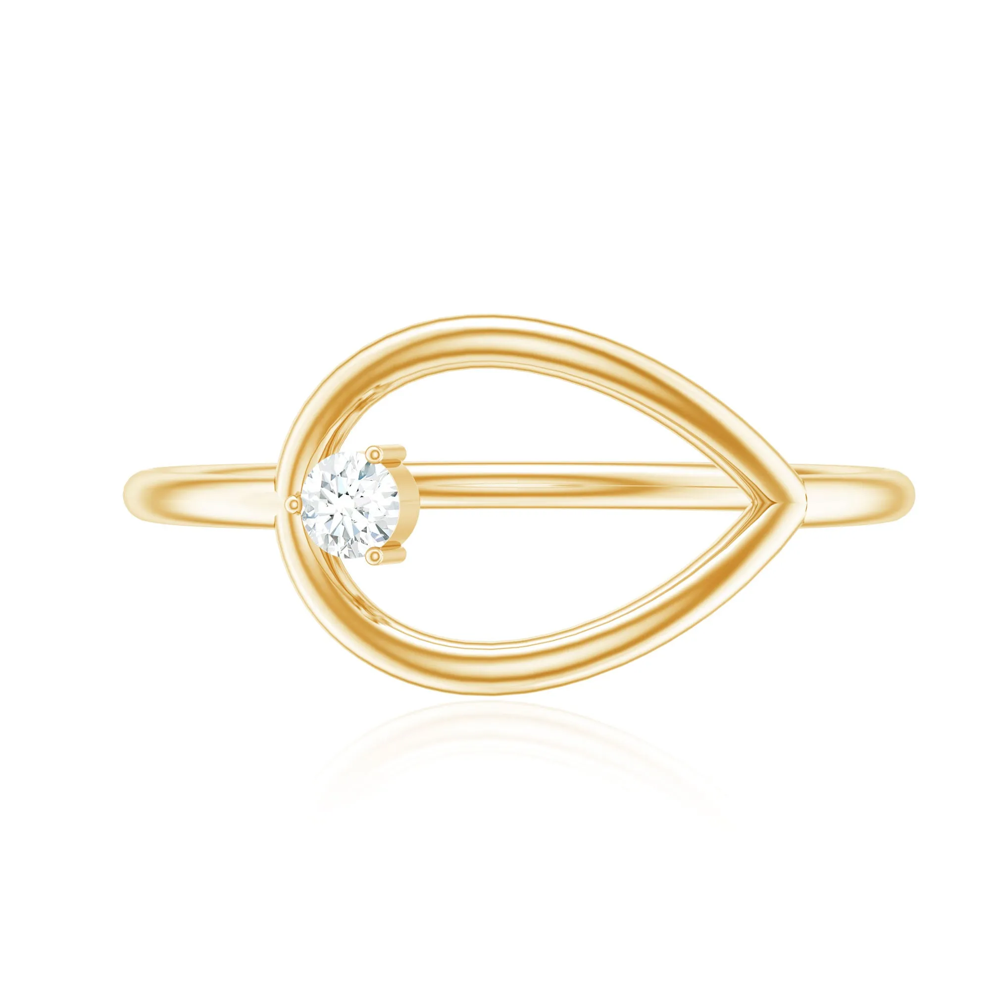 Gold Embellished Open Teardrop Diamond Ring in Prong Setting