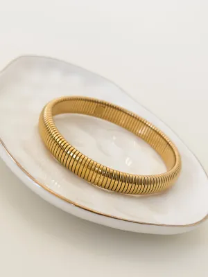 Gold Plated Ribbed Bangle