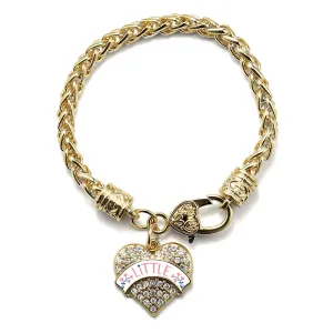 Gold Rose and Navy Blue Little Pave Heart Charm Braided Bracelet