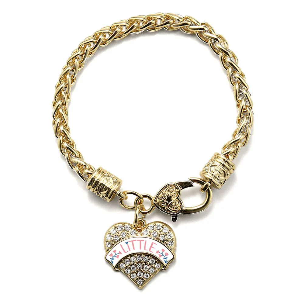 Gold Rose and Navy Blue Little Pave Heart Charm Braided Bracelet