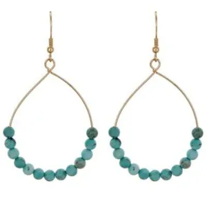 Gold Teardrop Turquoise Beaded Earrings