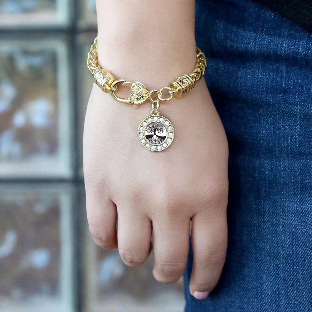 Gold Tree Of Life Circle Charm Braided Bracelet