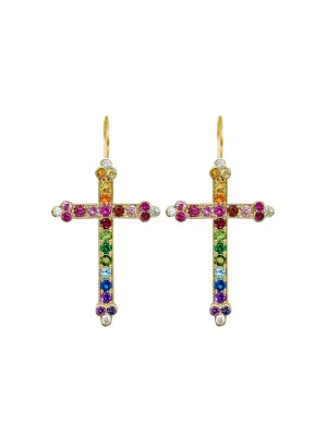 Gold Victorian Cross Earrings