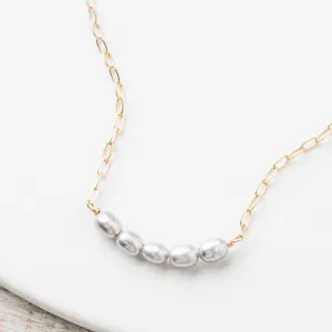 Gray Pearl Arch Necklace on Drawn Cable Chain