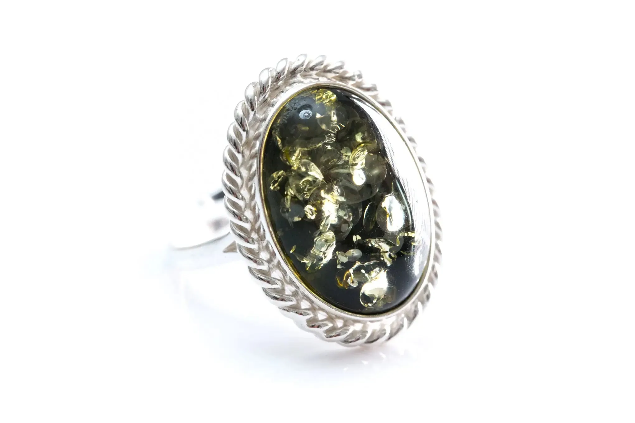 Green Amber Quintessence Statement Ring