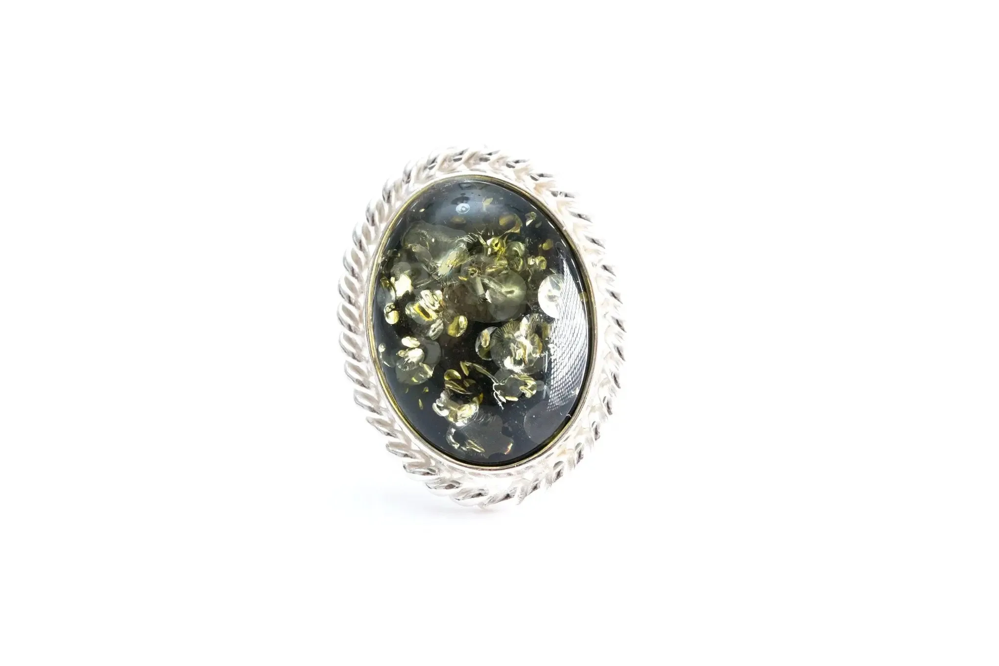 Green Amber Quintessence Statement Ring