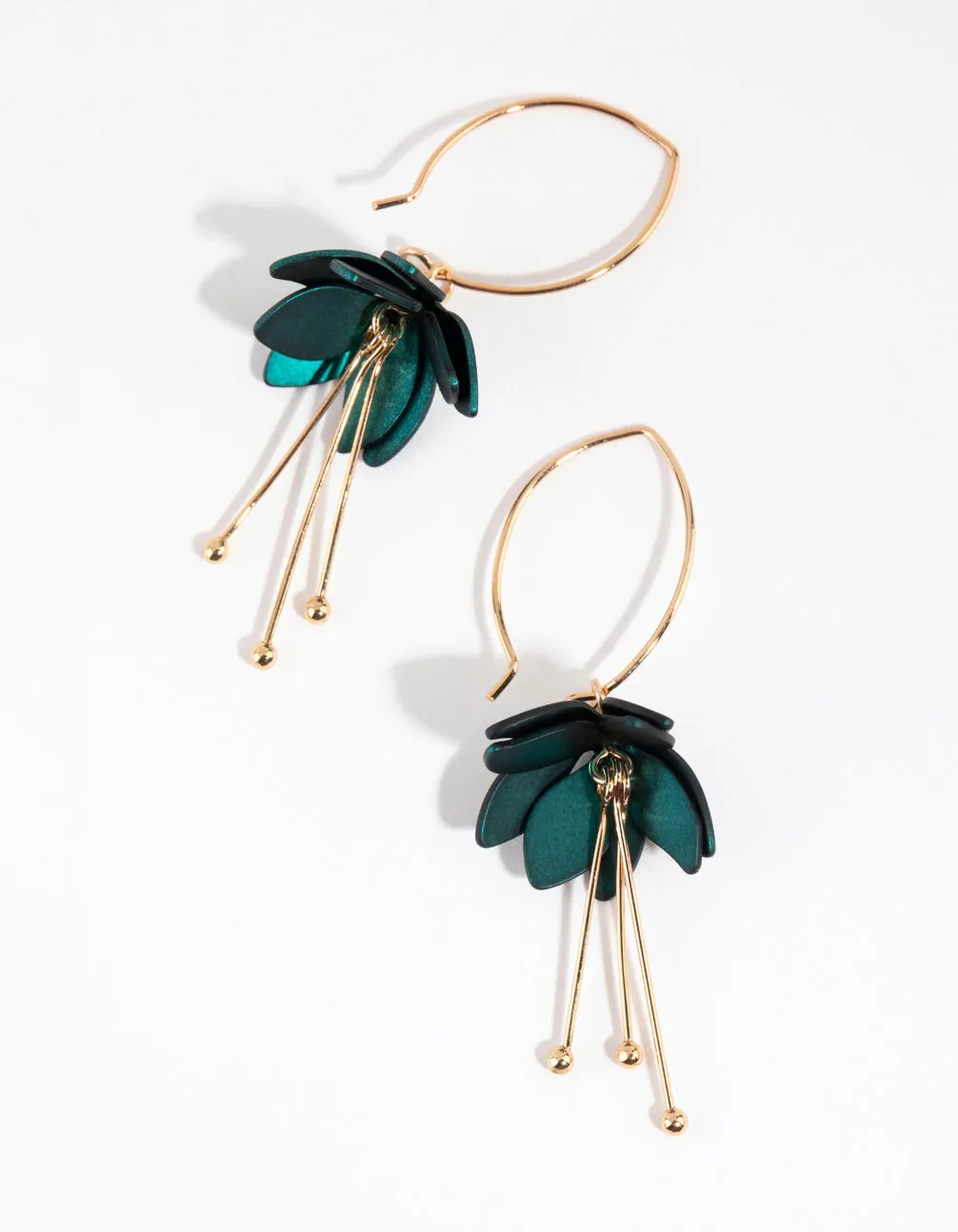 Green Mini Flower Drop Earrings