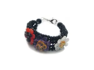 Handmade Labradorite - Citrine - Amethyst - Carnelian - Black Onyx Strand Bracelet (Sterling Silver)