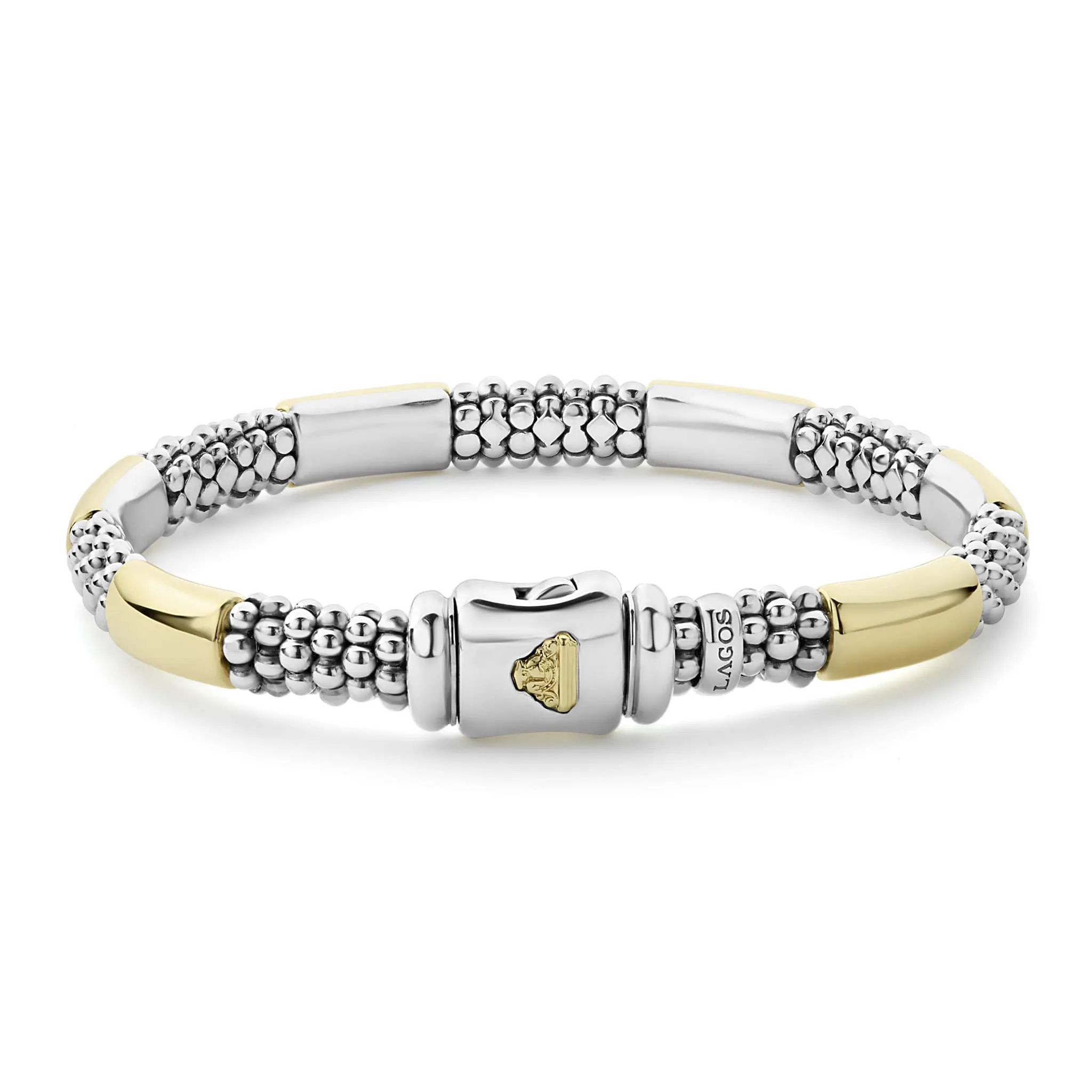 High Bar Two-Tone Station Caviar Bracelet | 6mm