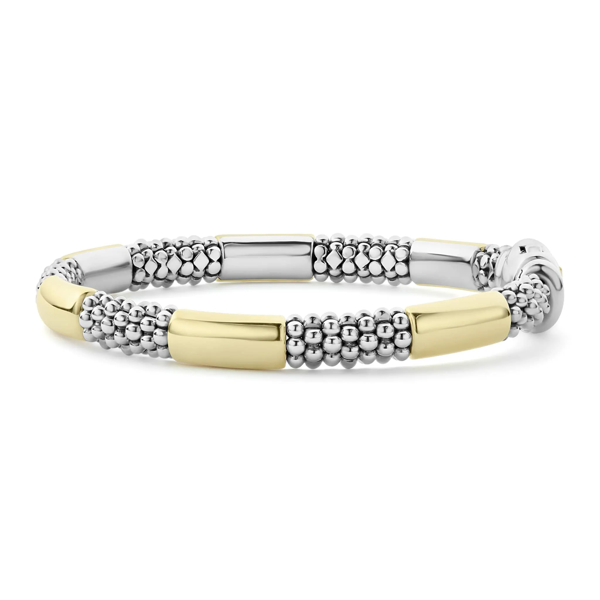 High Bar Two-Tone Station Caviar Bracelet | 6mm