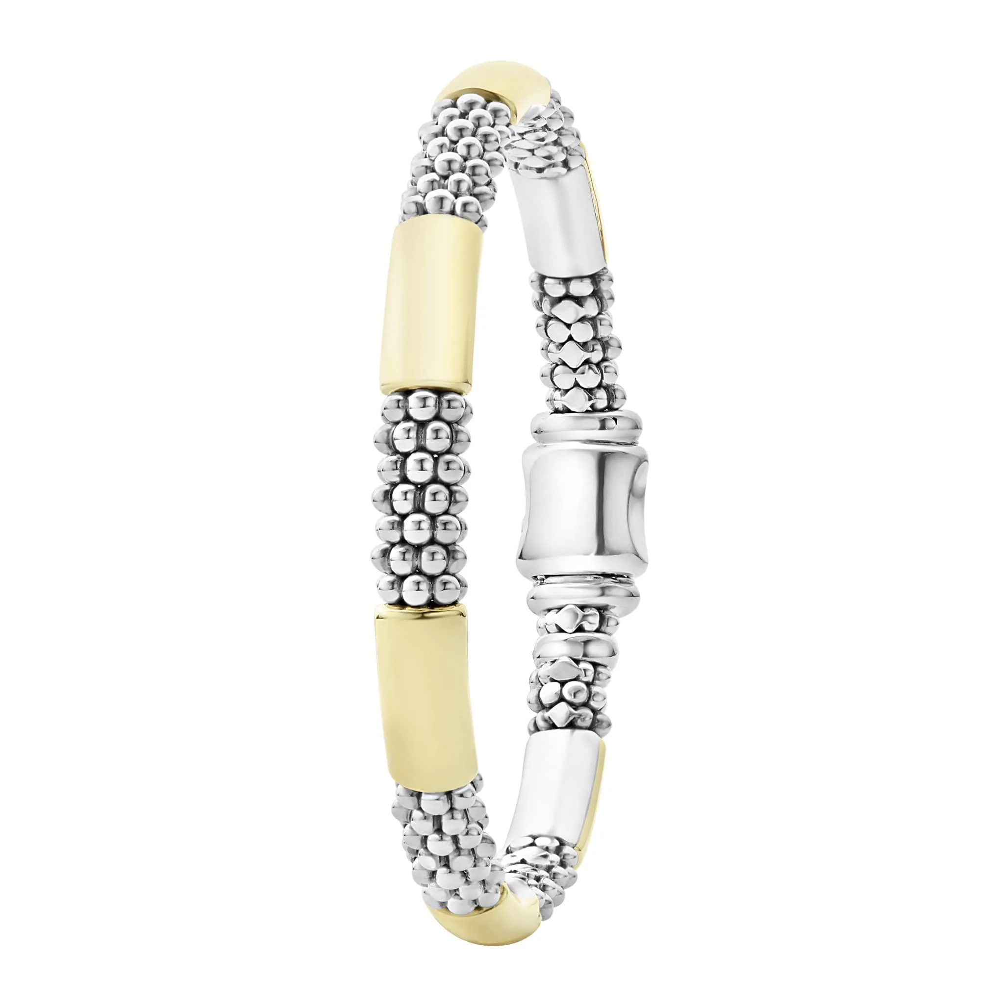 High Bar Two-Tone Station Caviar Bracelet | 6mm