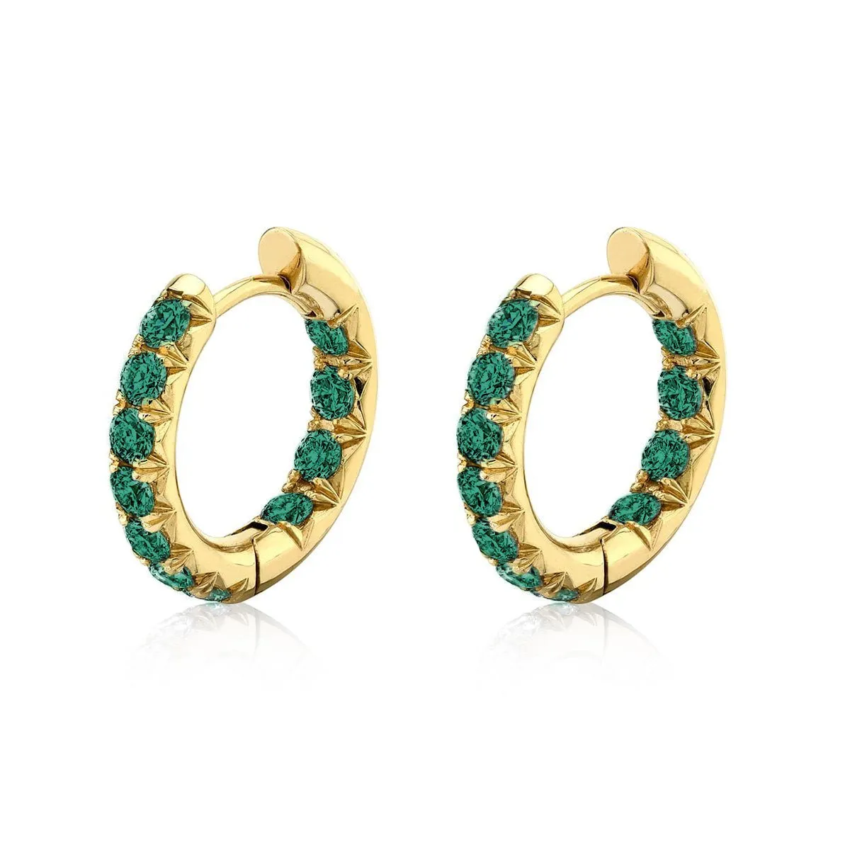 Inside Out Emerald French Pavé Hoops