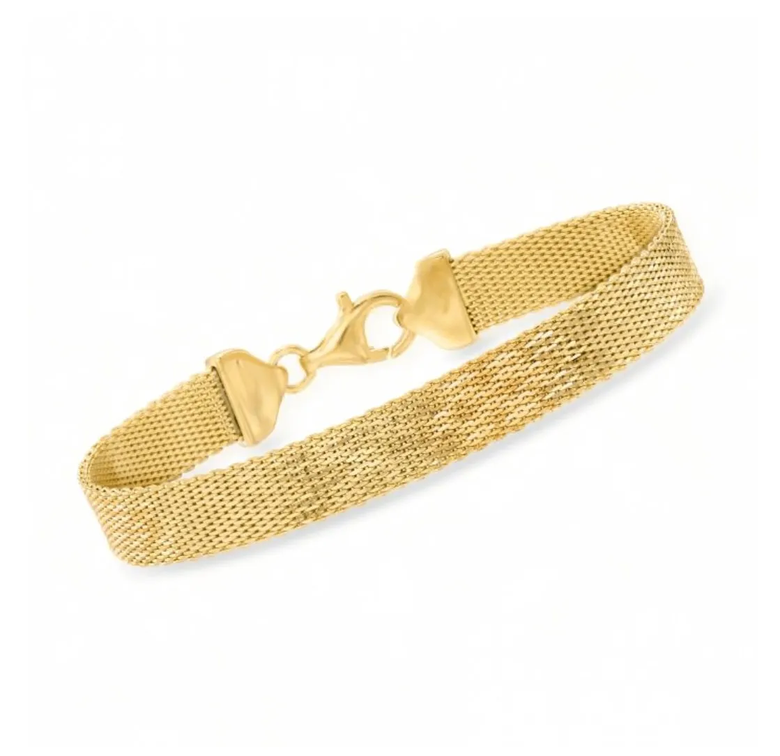 Italian 18kt Gold Over Sterling Mesh Bracelet