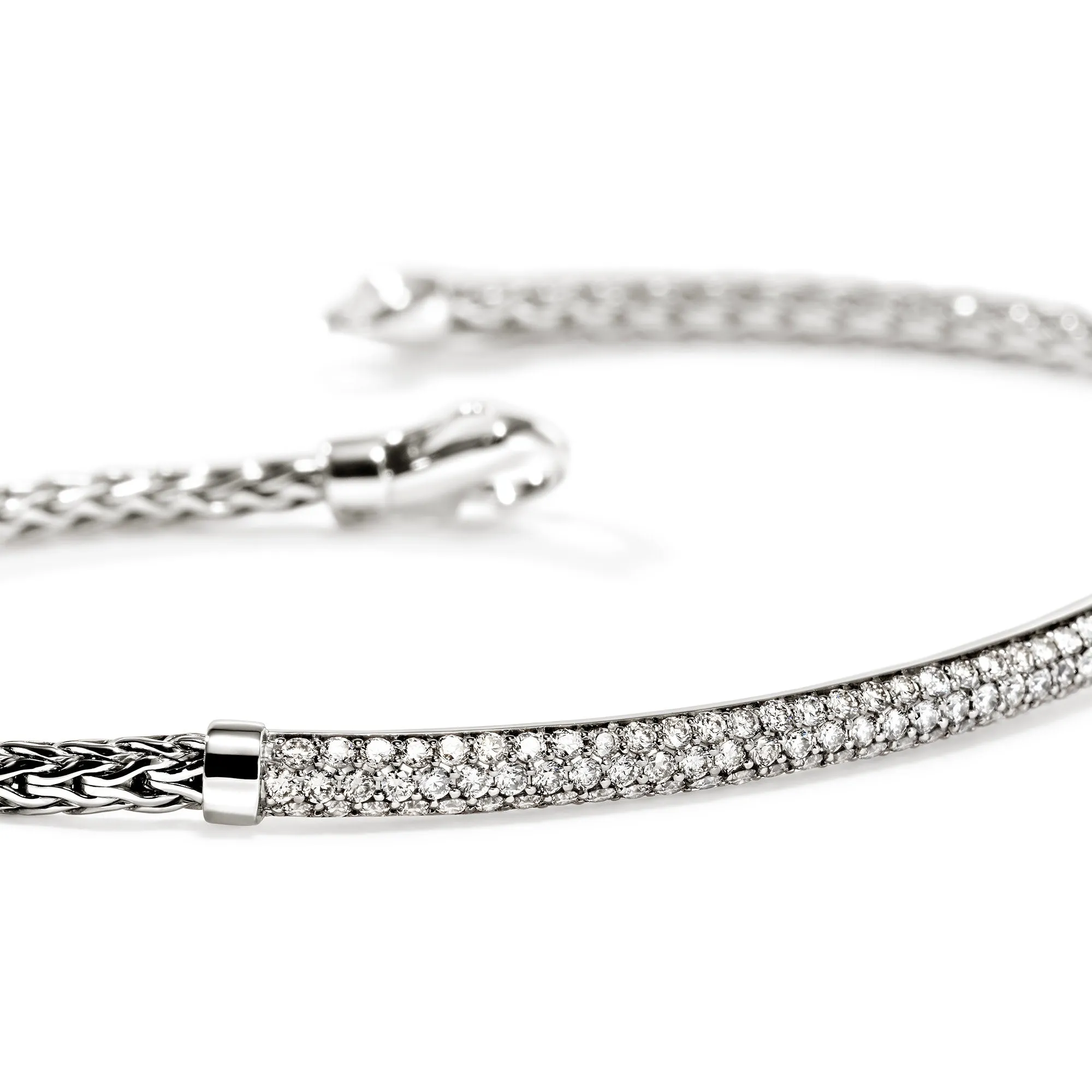 JOHN HARDY MEDIUM ESSENTIAL STERLING SILVER PAVE DIAMOND BAR BRACELET