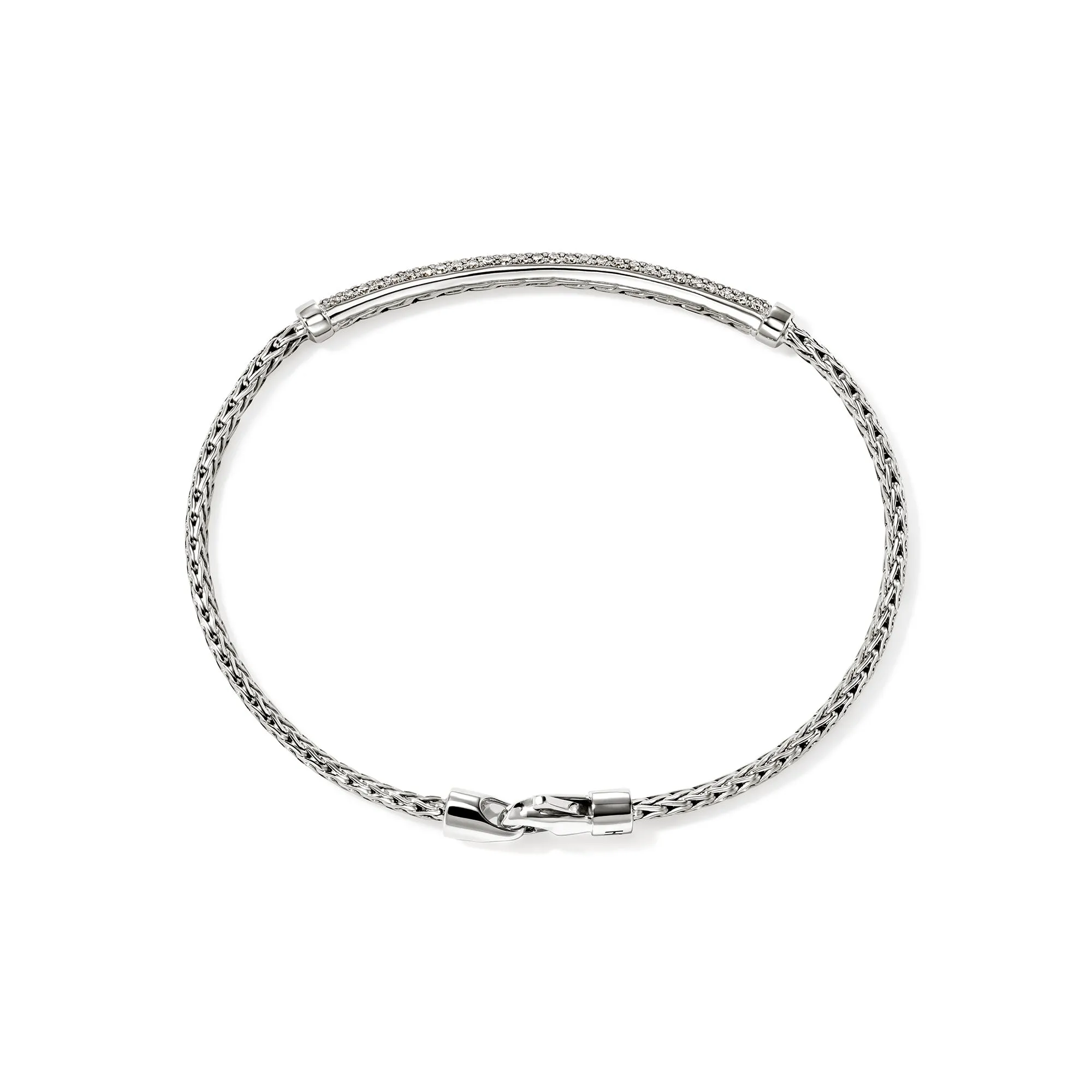 JOHN HARDY MEDIUM ESSENTIAL STERLING SILVER PAVE DIAMOND BAR BRACELET