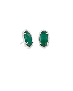 Kendra Scott  Ellie Stud Earrings Rhodium Emerald Cats Eye