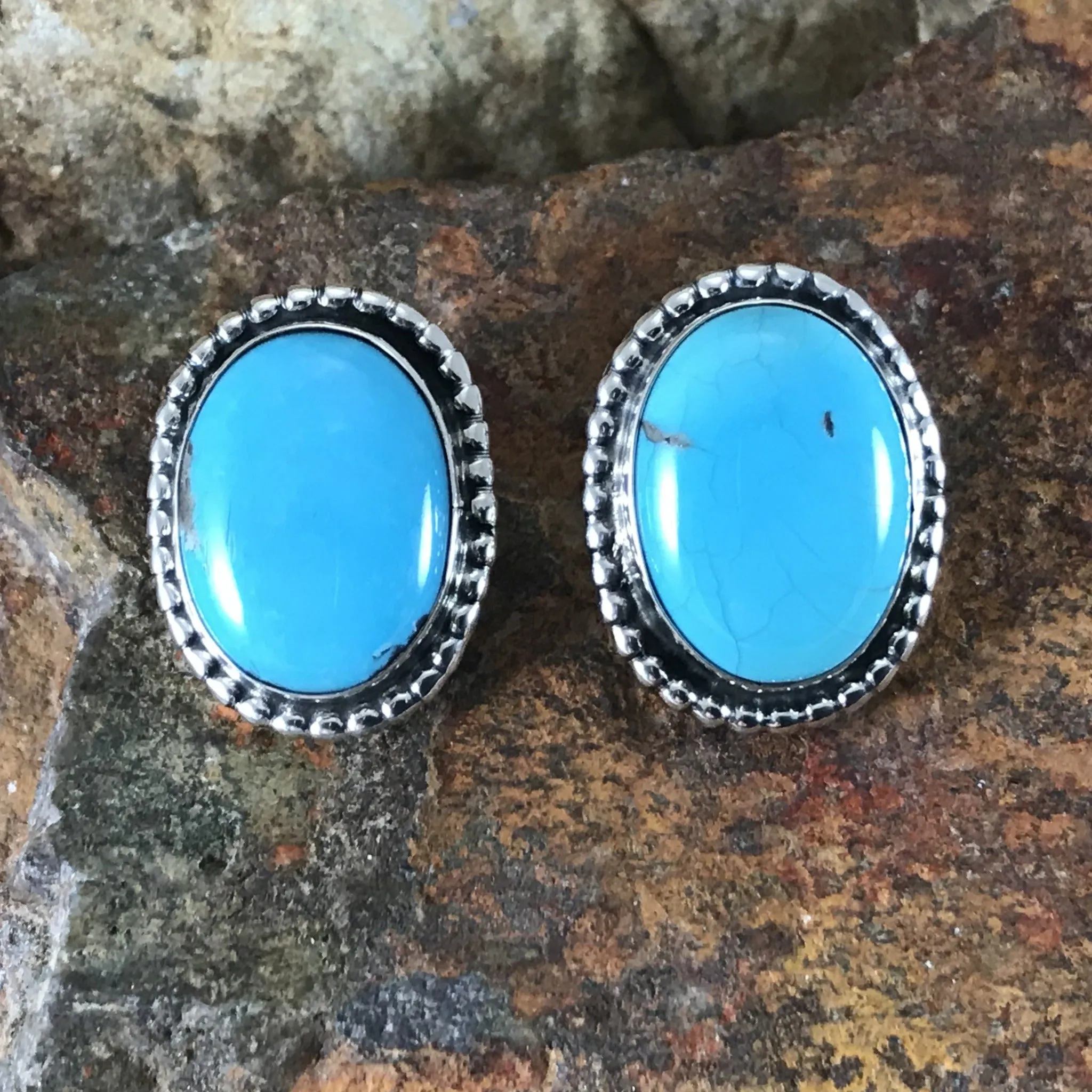 Kingman Turquoise Sterling Silver Earrings