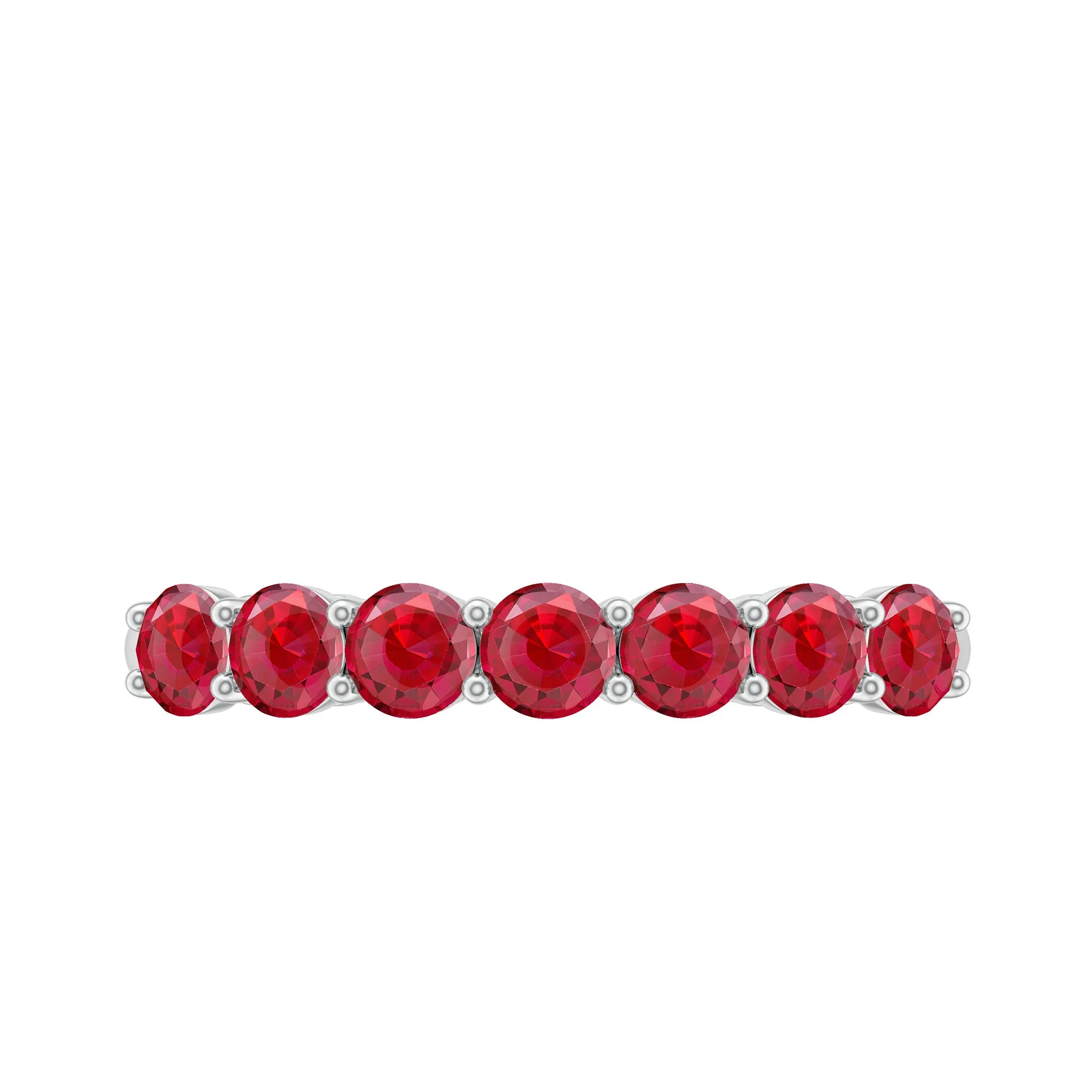 Lab Created Ruby Seven Stone Half Eternity Ring in Gold