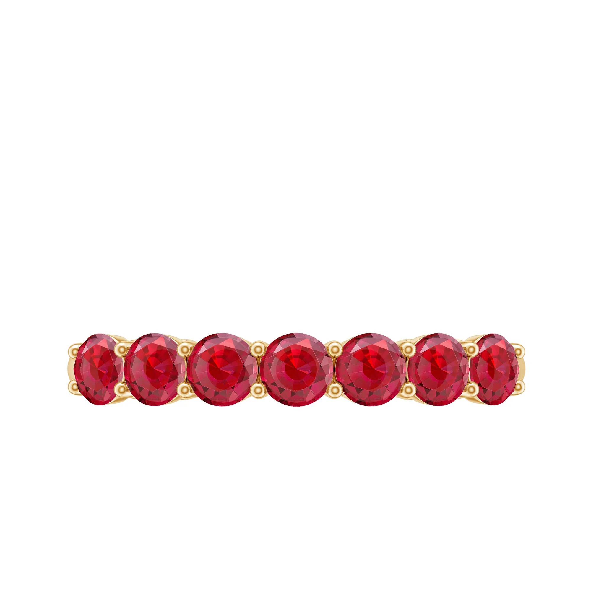 Lab Created Ruby Seven Stone Half Eternity Ring in Gold