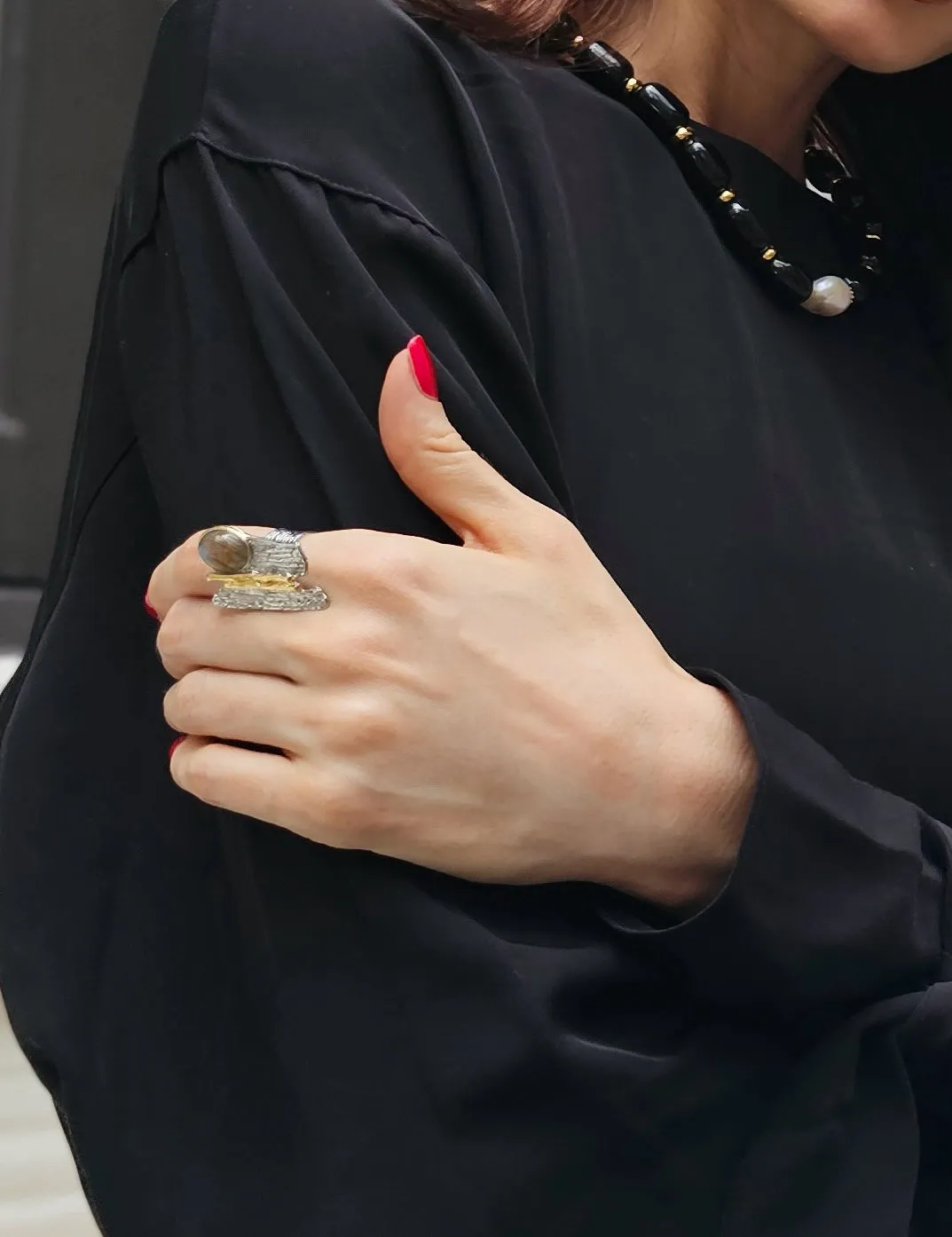 Labradorite Stone Statement Ring NR001