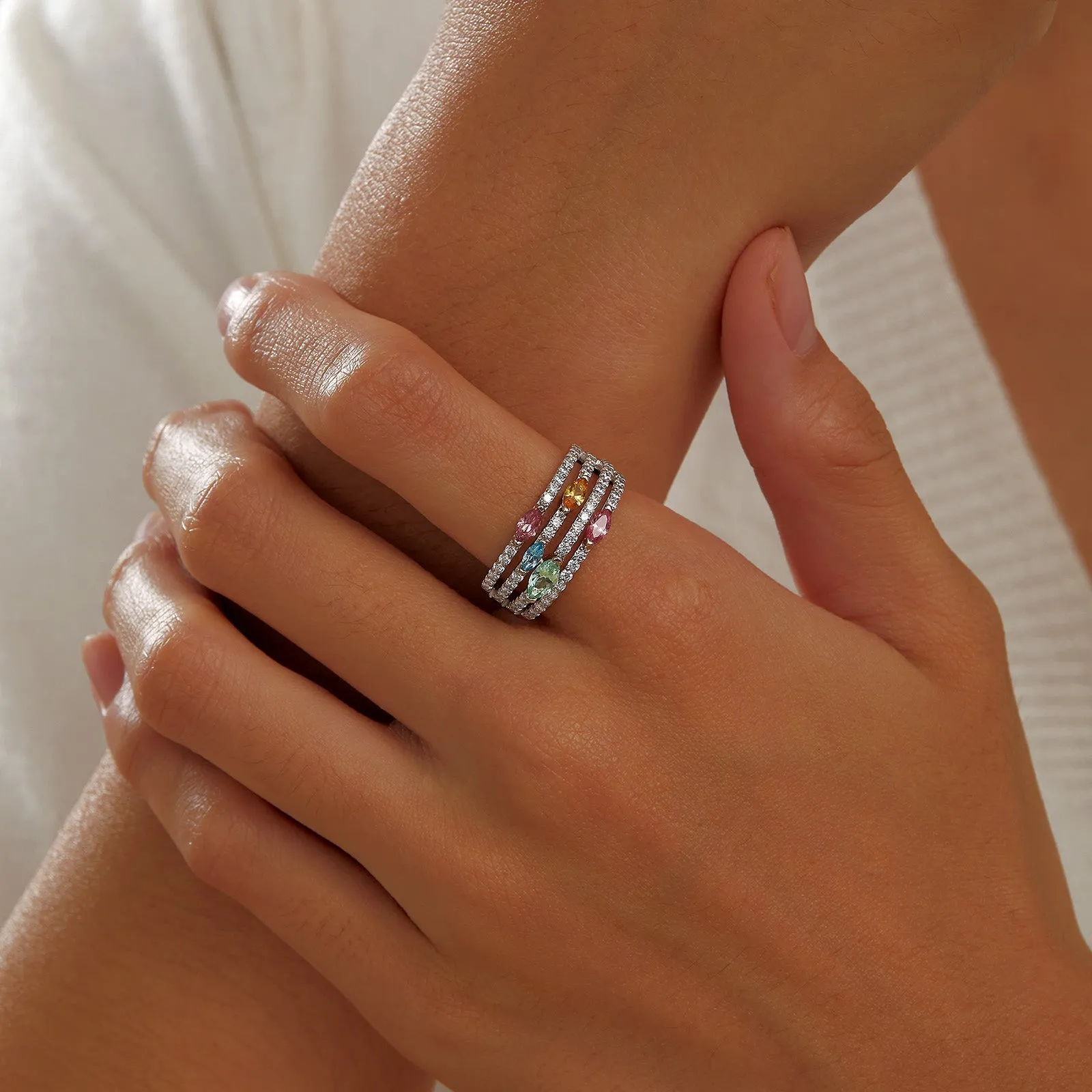 Lafonn Marquise Shaped Multi-Colored Lab-Grown Sapphire Band