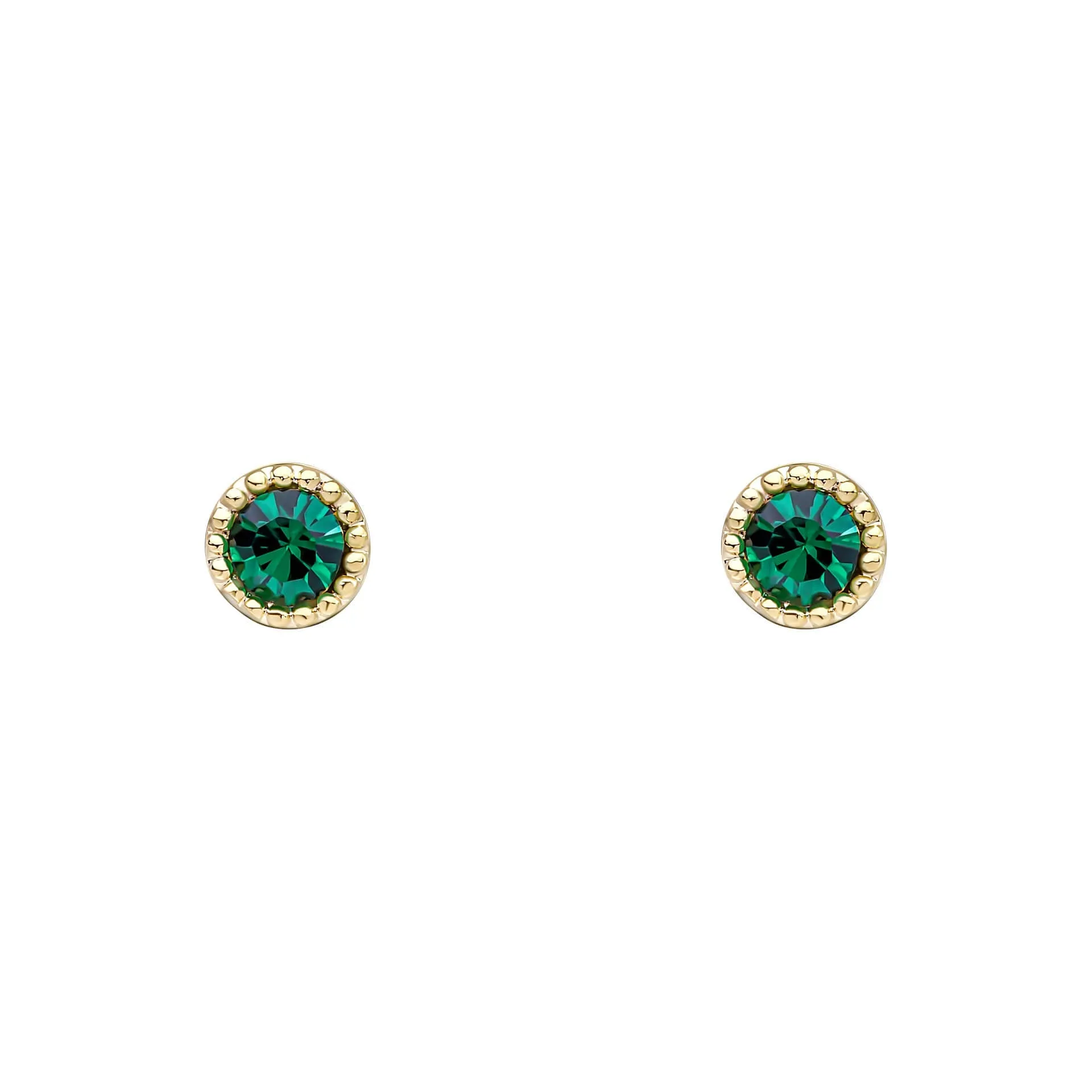 Laura Ashley Stippled Green Crystal Gold Tone Stud Earrings E6519