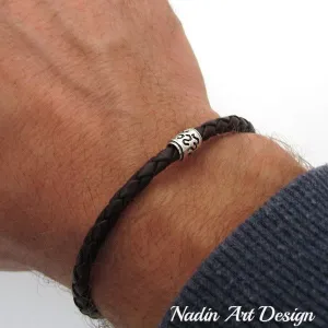 Leather bracelet - Mens Braided Cuff