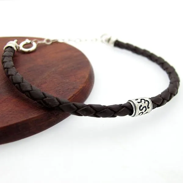 Leather bracelet - Mens Braided Cuff