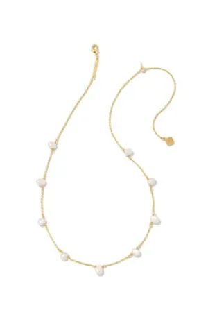 Leighton Pearl Strand Necklace Gold White Pearl