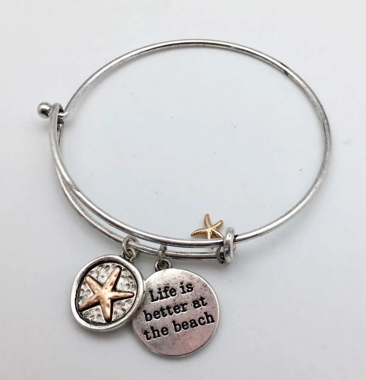 Life is Better at the Beach Starfish Charm Bangle Bracelet