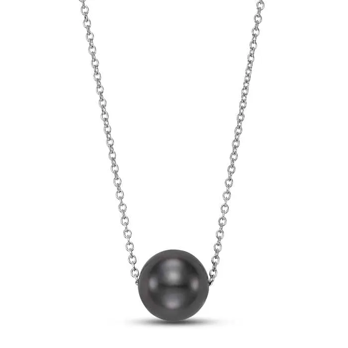 Mastoloni 18" 8-9mm Black Tahitian Pearl Floating Necklace in 14K White Gold