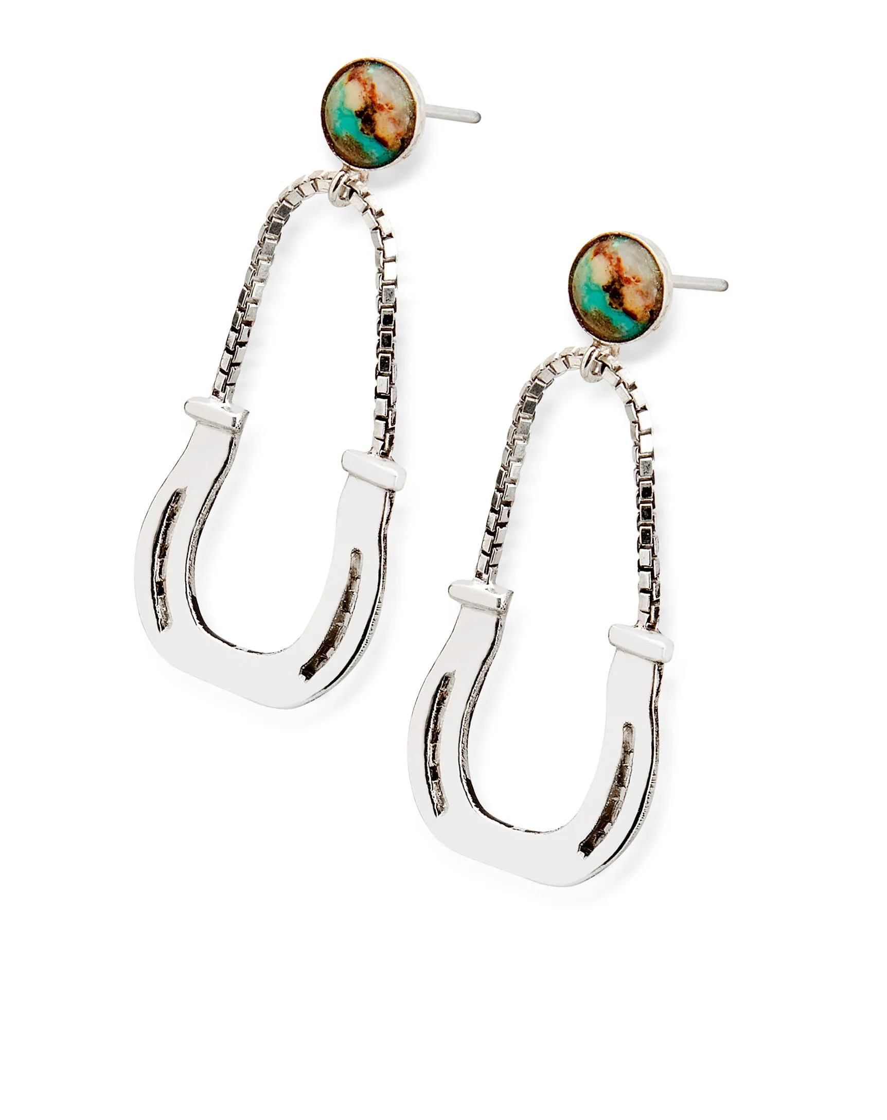 Medium Draft Shoe Earrings - Dangle with Turquoise, Sterling Silver