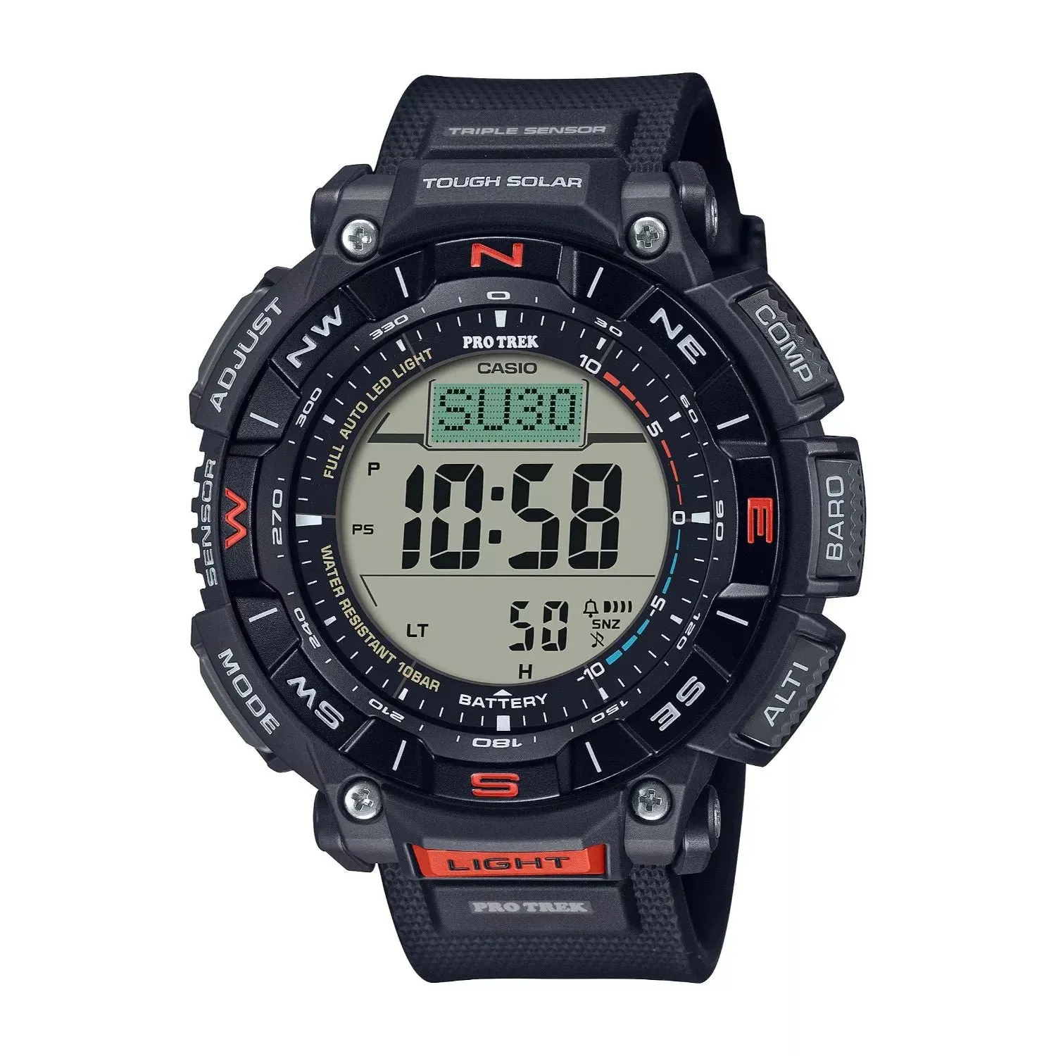 Men's Pro Trek Biomass Tough Solar Atomic Titanium Bracelet Triple Sensor Watch - PRG340 Casio ,  black